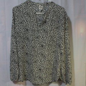 Anne Klein Black and White Print Women's Blouse Size Large